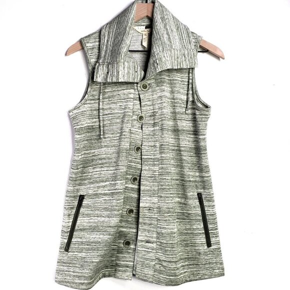 Matilda Jane Out The Door Pocket Button Up Vest Women's XS Green Ivory - Picture 1 of 7